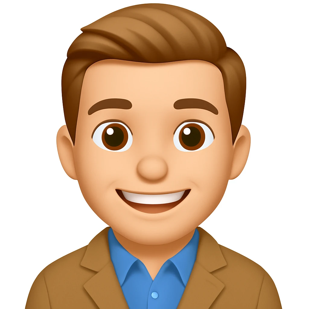 turn the second man in emoji style of the 1st image, match the facial features and clothes emoji