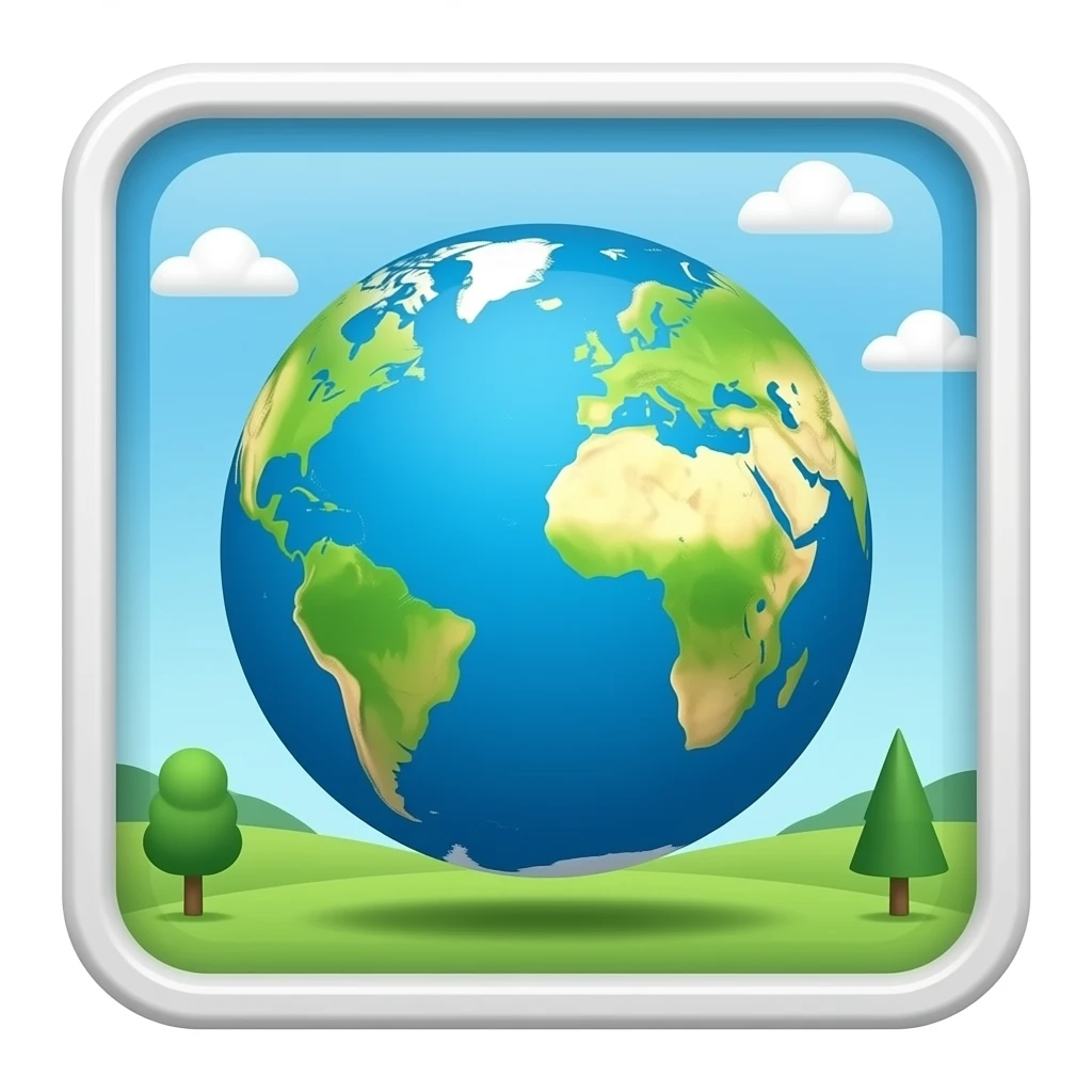 world inside a square glass frame emoji