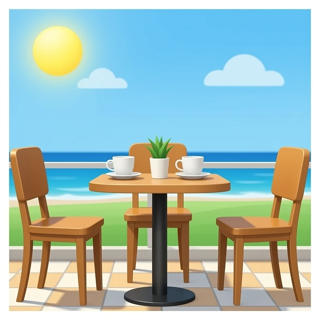 cafe table with 3 chairs emoji