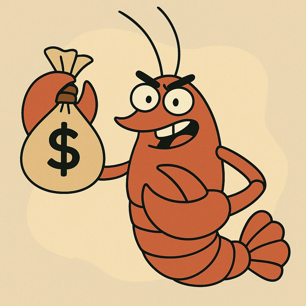 lobster holding a bag of money emoji