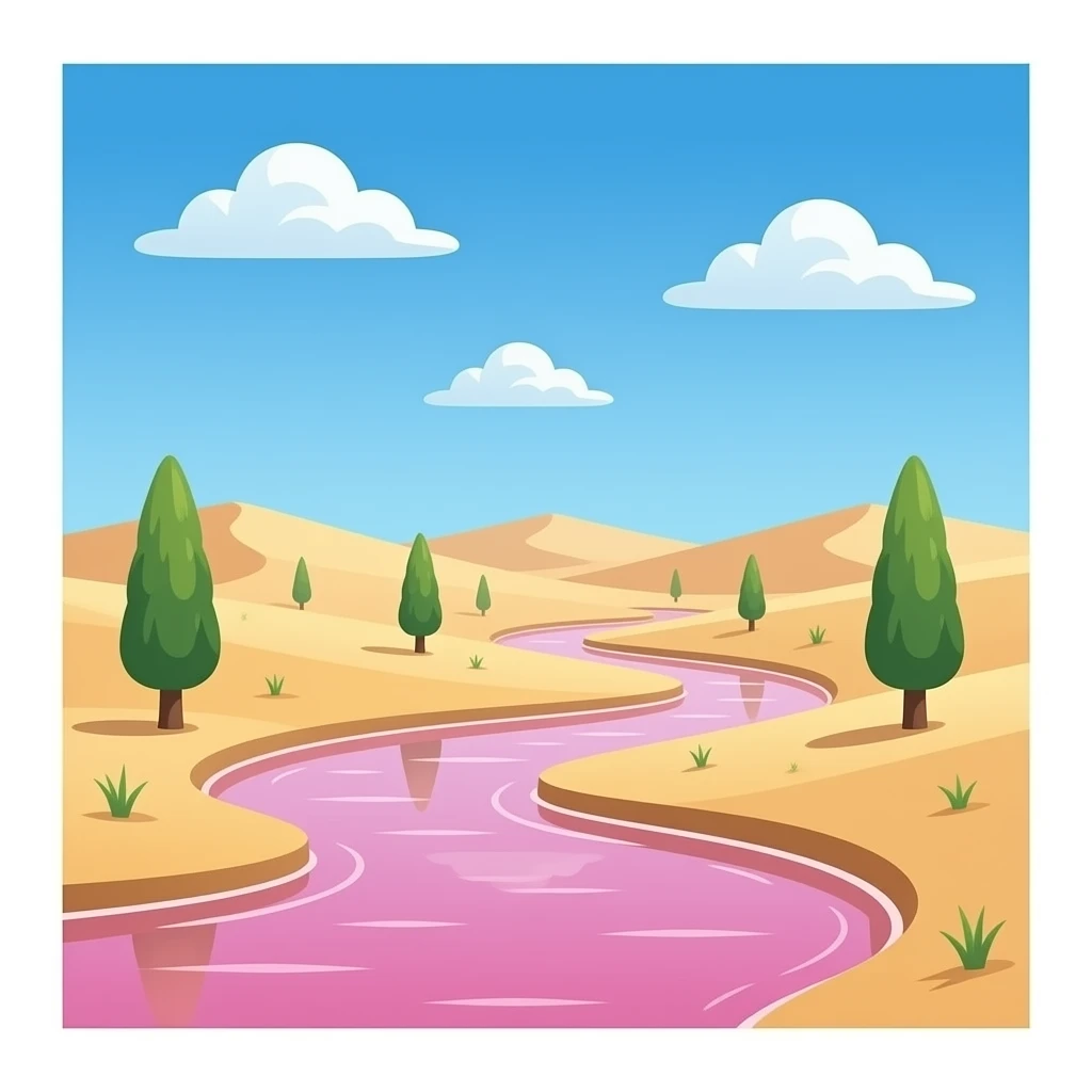 dunas de arena y agua rosada sin arboles de ningun tipo emoji