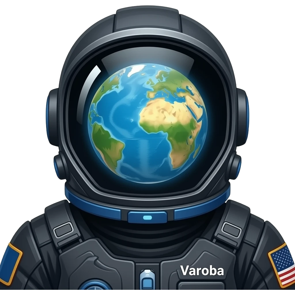 космонавт с космоса смотрит на землю на костюме надпись вароба Темный скафандр emoji
