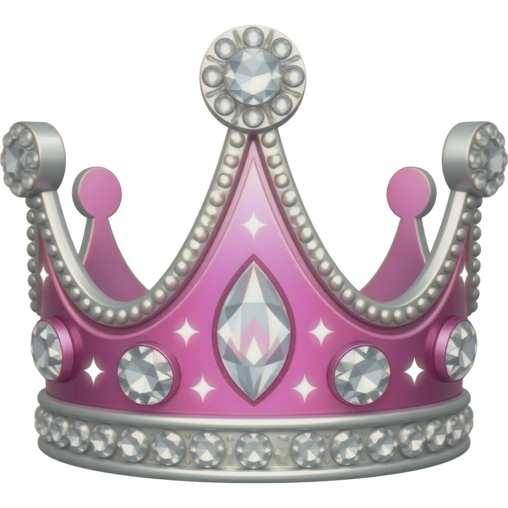 Pink shiny crown with diamonds and sparkles emoji