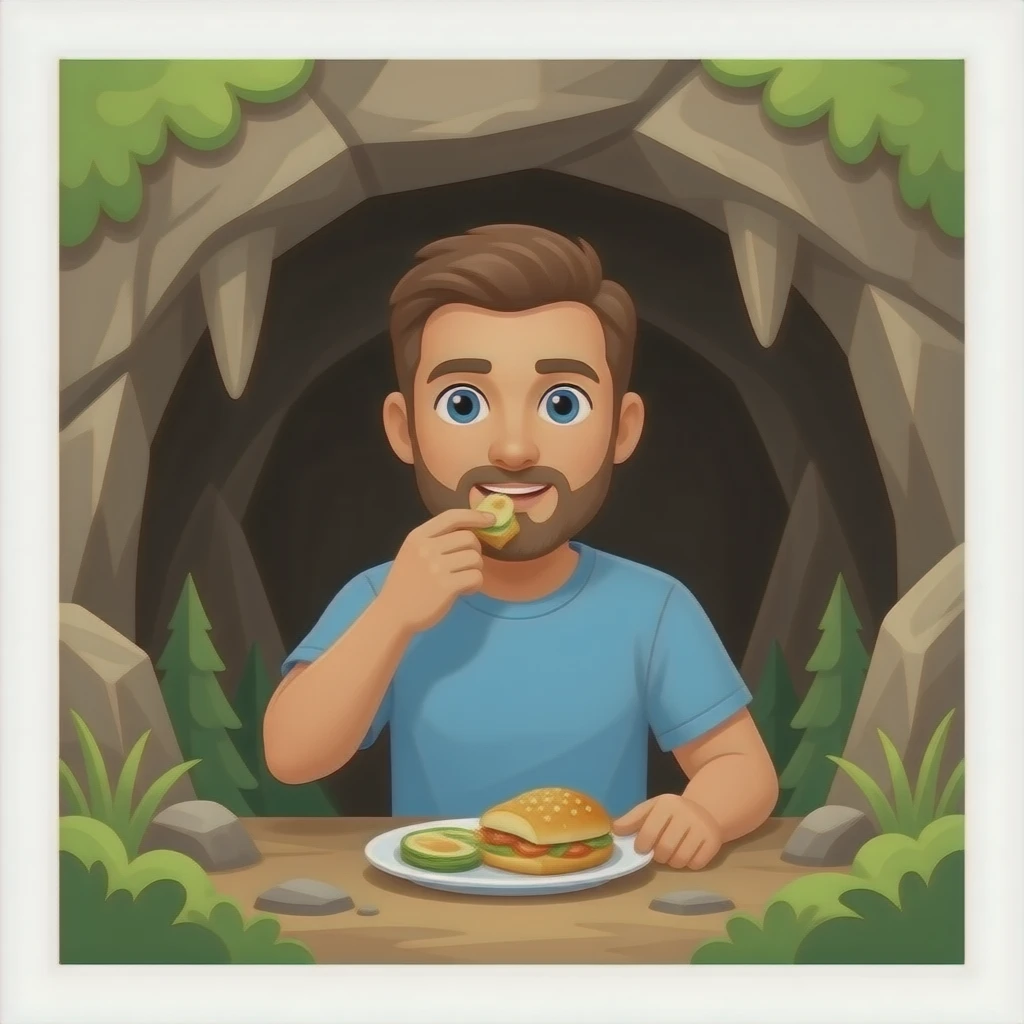 the man eats the cave emoji