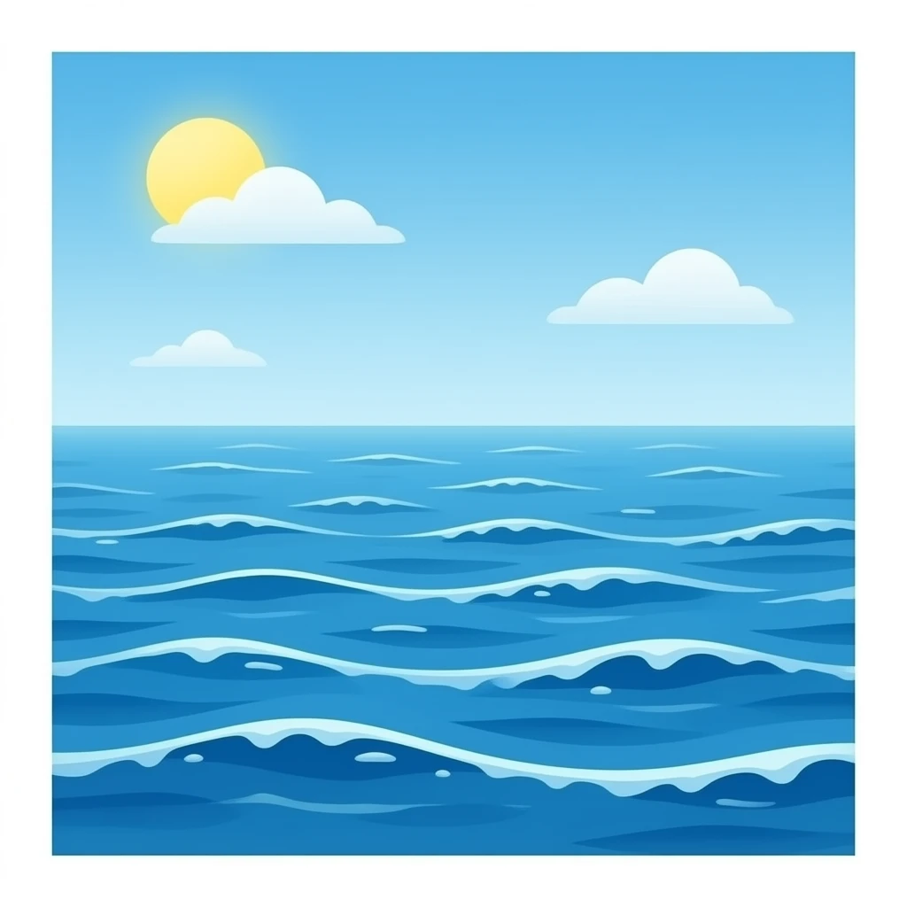 Sea blue  Square  with waves emoji
