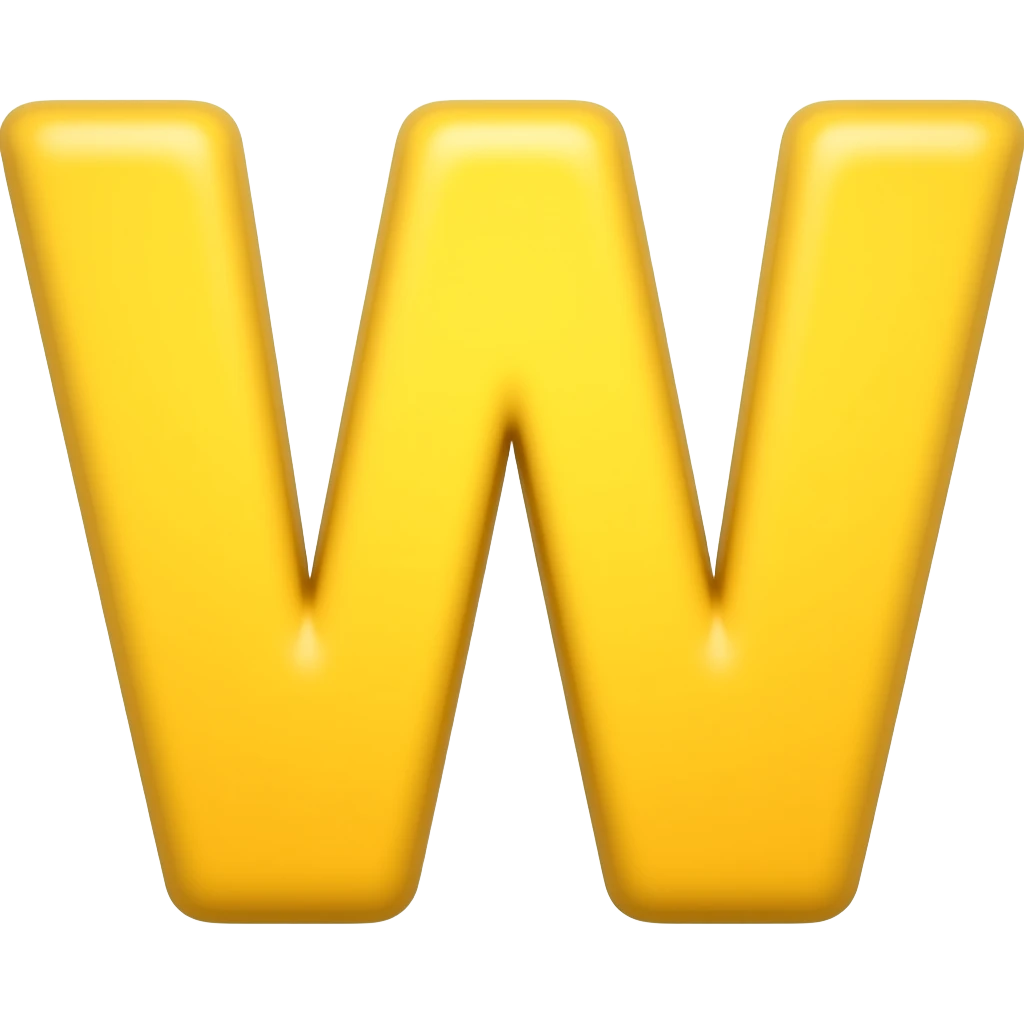 animated letter W in yellow emoji