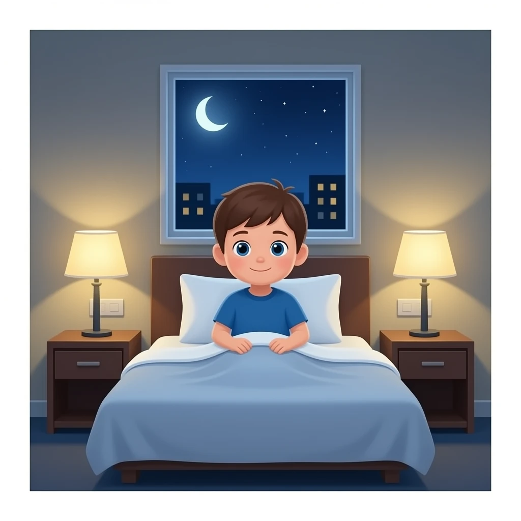 kid sitting in a hotel room emoji