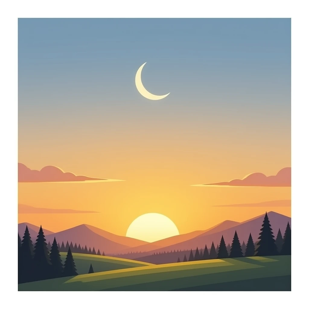 Sunset with crescent moon emoji
