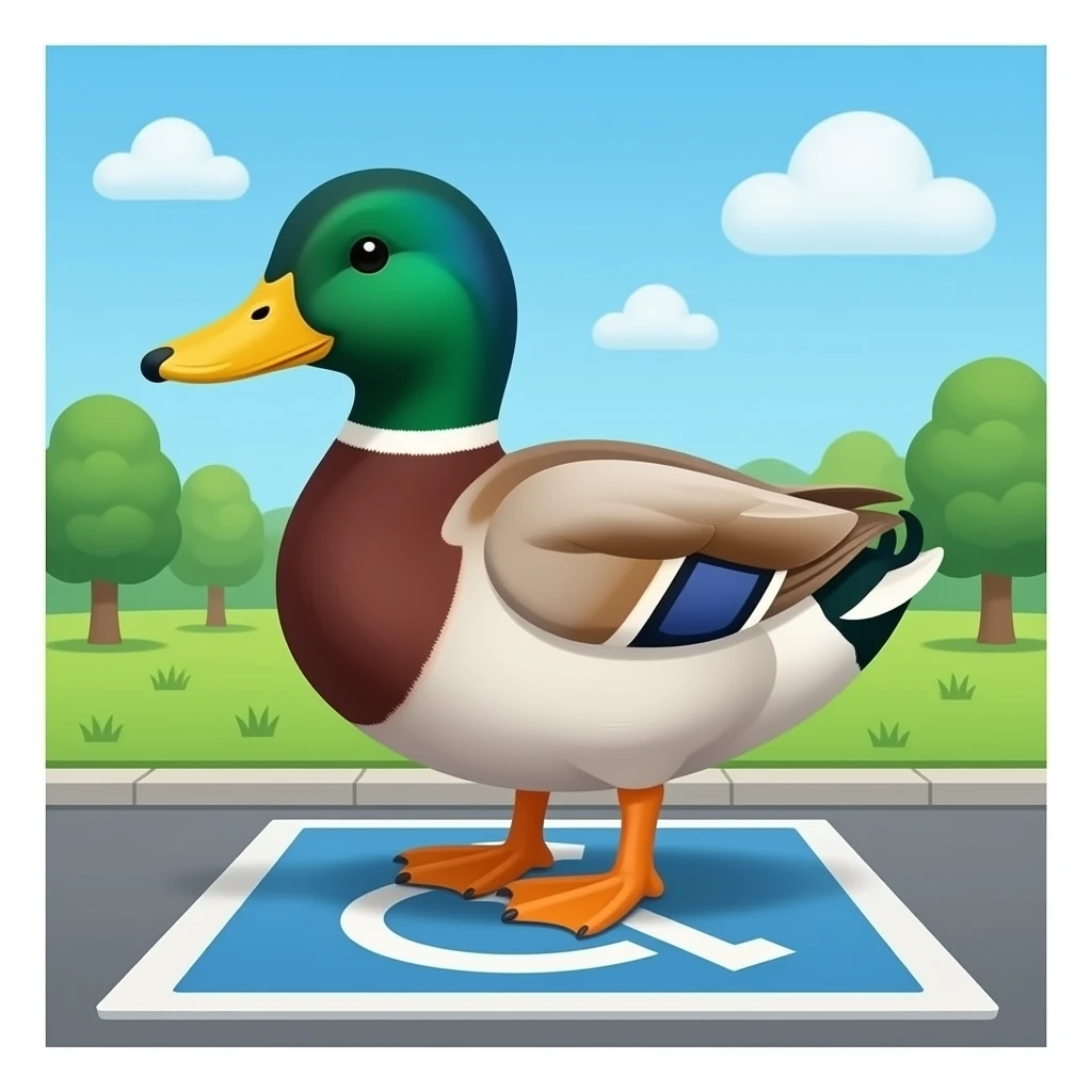 Duck in disabled parking space emoji