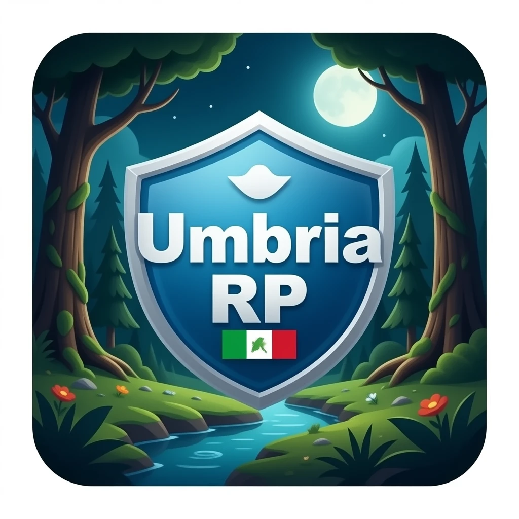 Emoji with nitro discord, a text  "Umbria RP 🇮🇹" and forest fantasy emoji