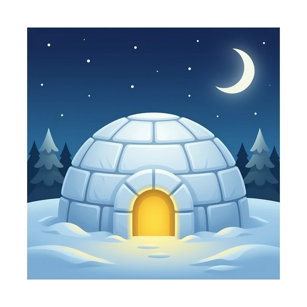 igloo night isometric emoji