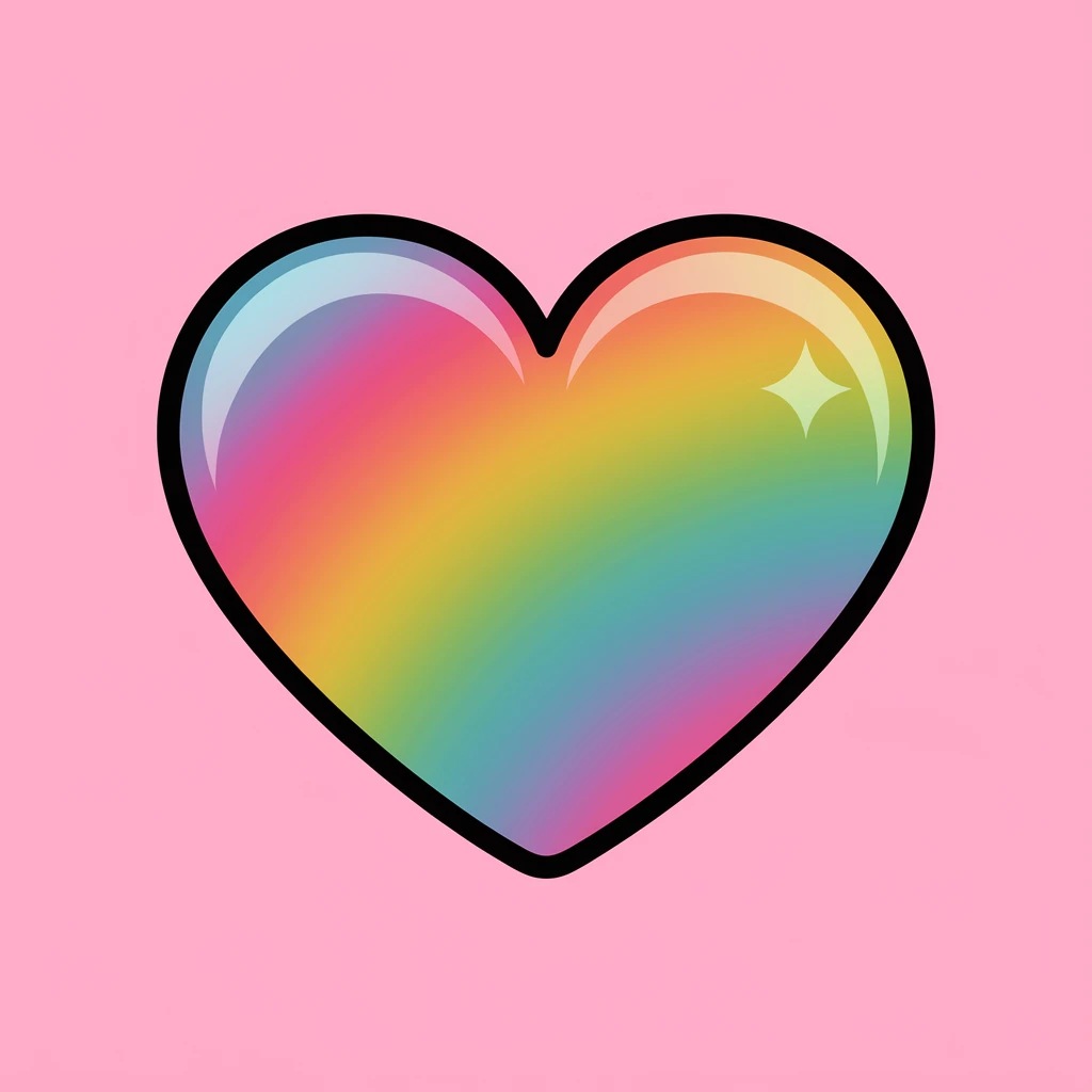 heart with a holographic pastel fill emoji
