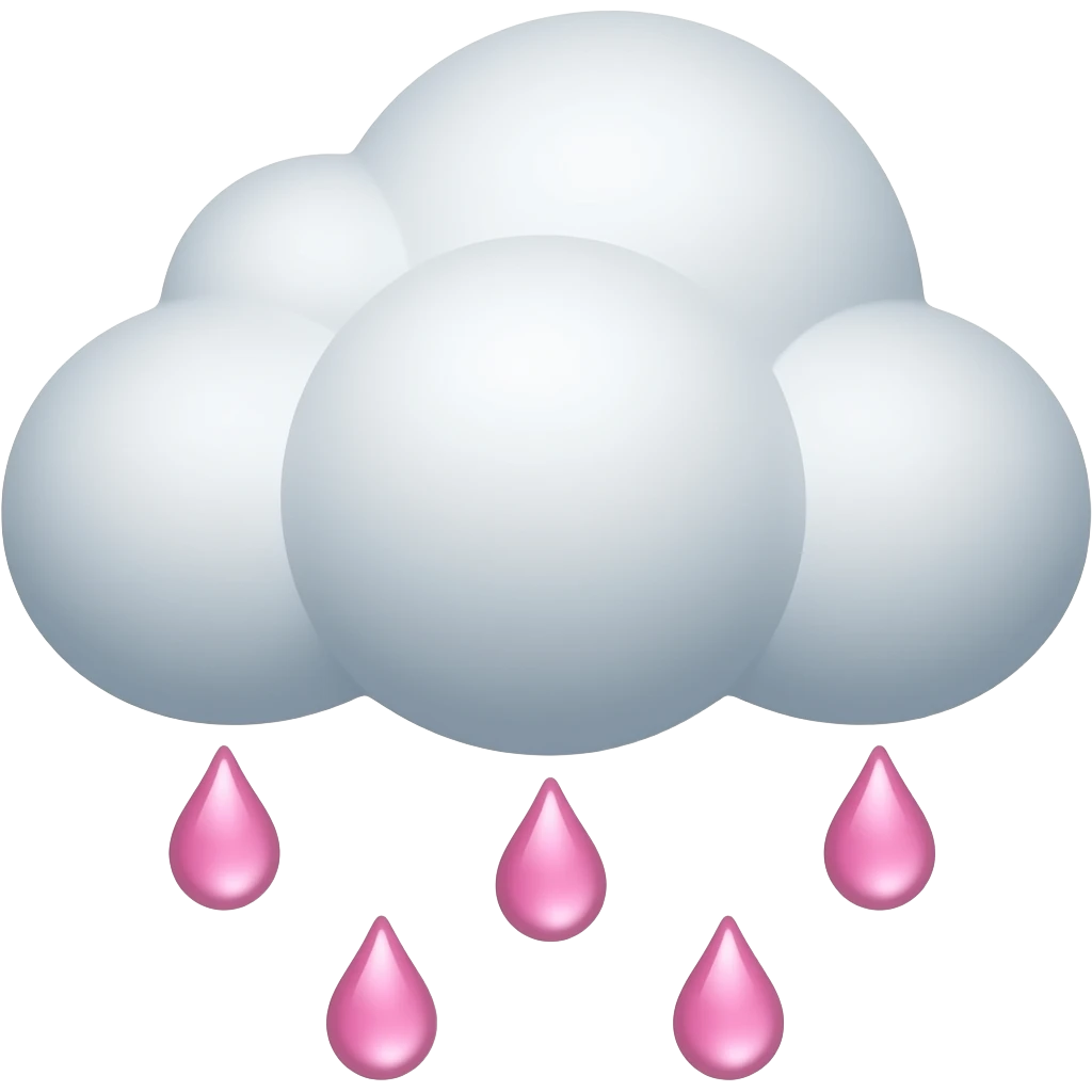 Rain cloud with drops look like pink hearts emoji | AI Emoji Generator