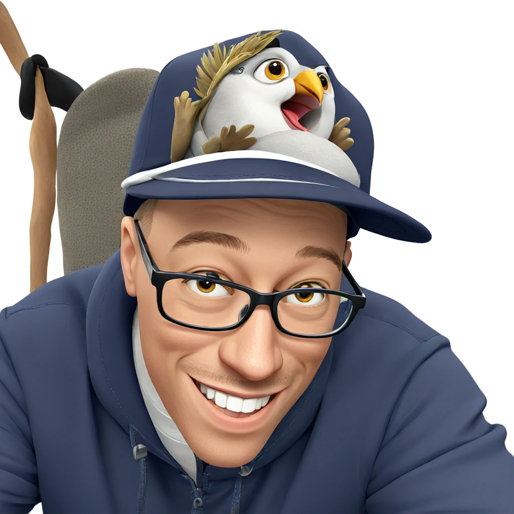 happy boy with bird and hat emoji