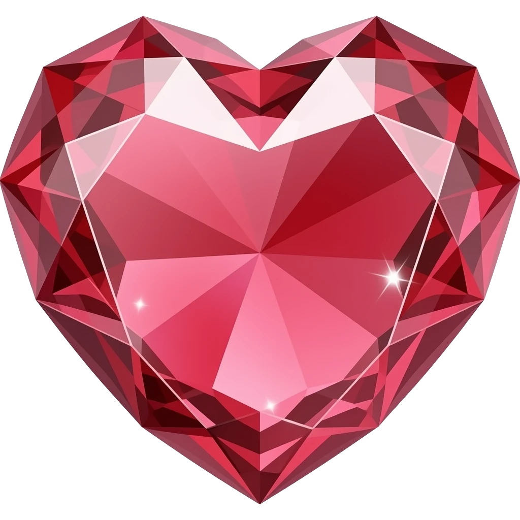 red detailed crystal heart emoji