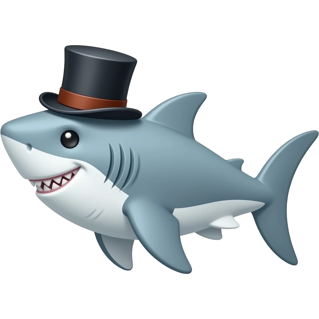 Shark with a top hat emoji