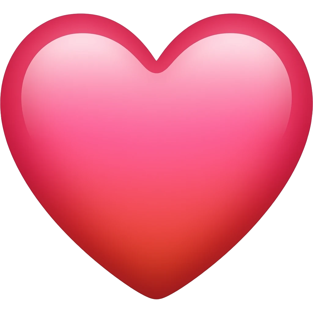 heart emoji in iphone style the color is gradient (pink in the middle, very smooth gradient to red) emoji