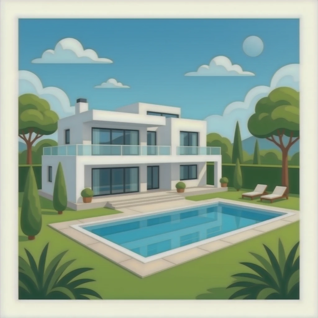 Modern giga villa with pool emoji