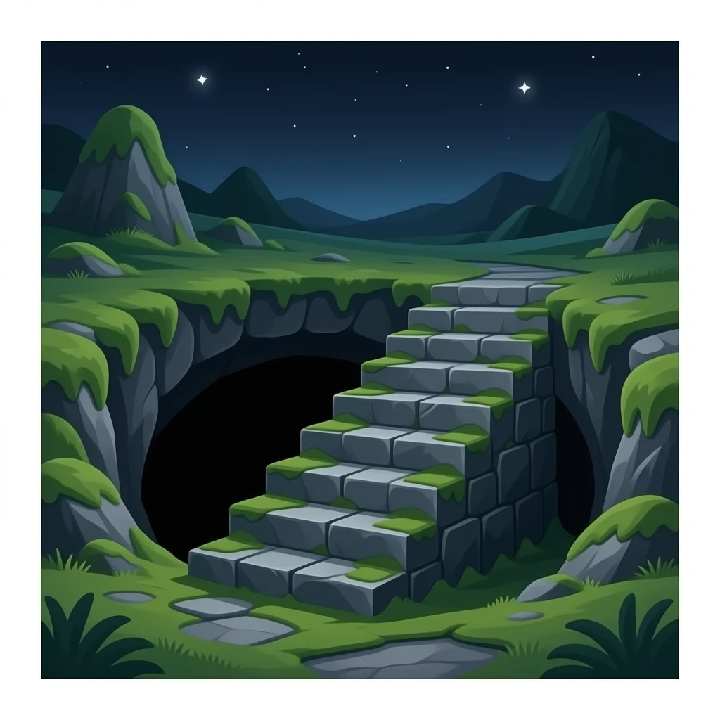 stone stairs going down a hole emoji
