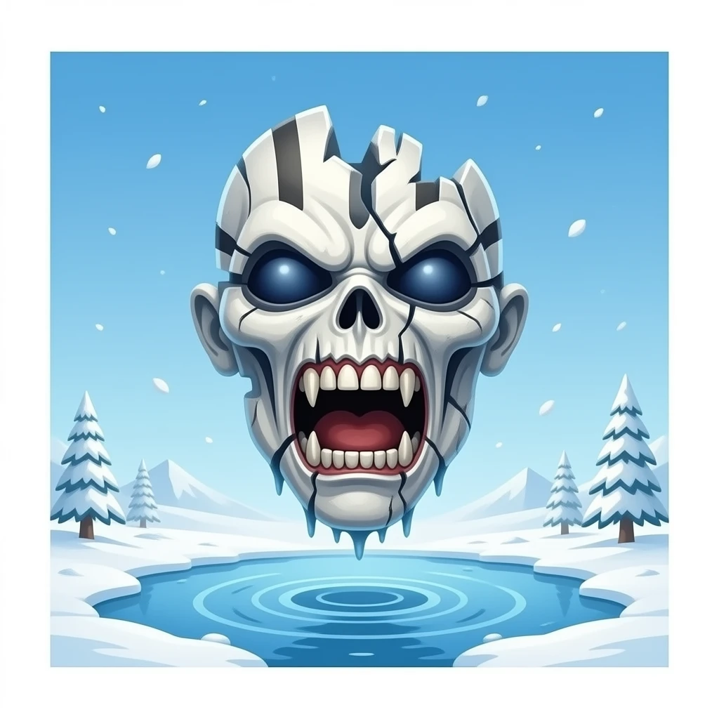 iron maiden eddie mascot - disintegrated body hovers over frozen landscape emoji