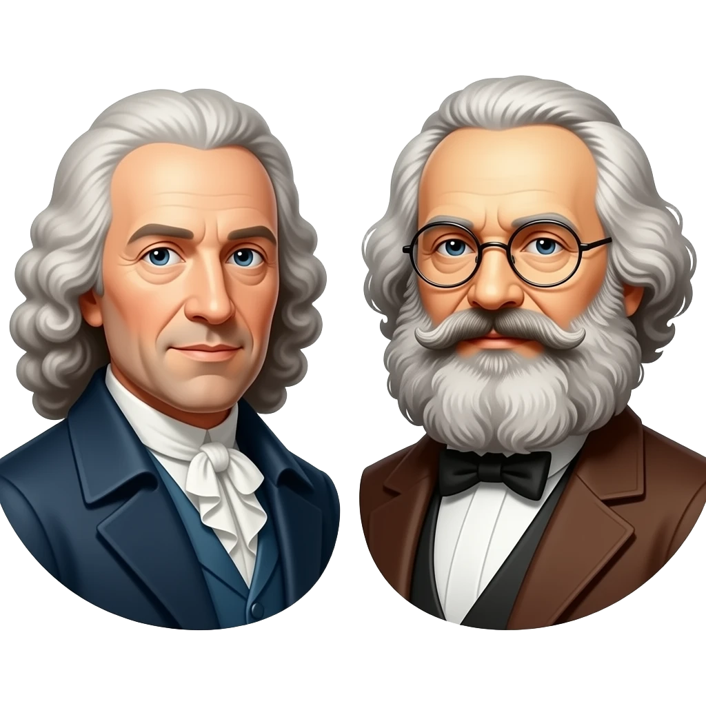 •	Adam Smith and Karl Marx emoji