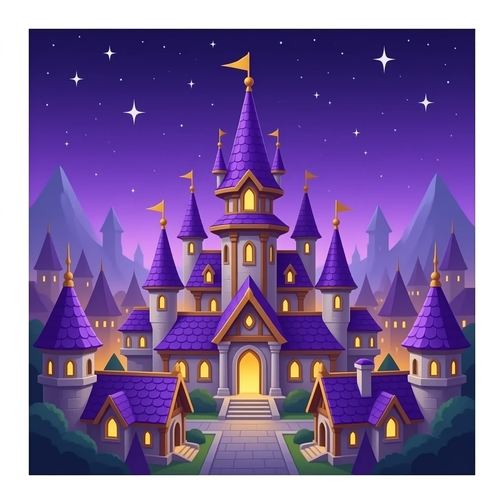 magic fantasy city dalaran from world of warcraft with purple colored rooves emoji