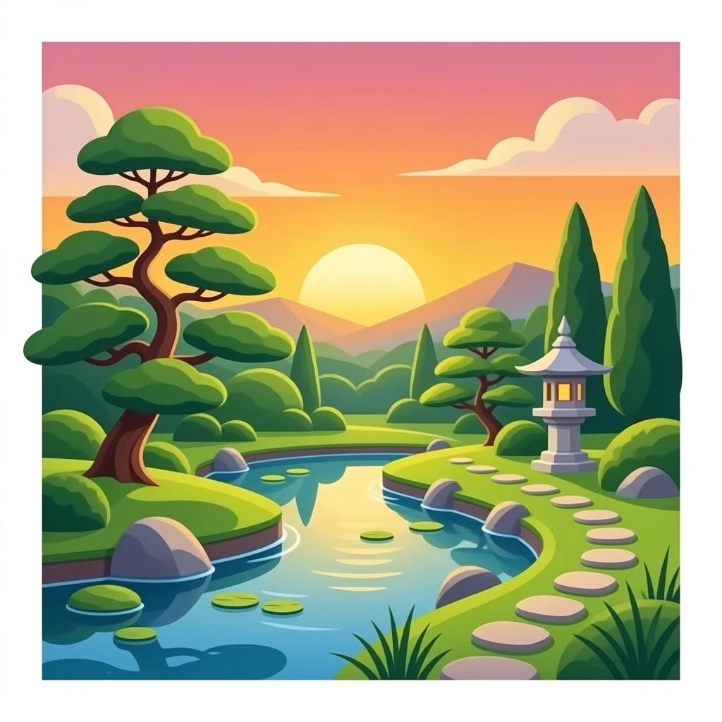 Japanese garden in the sunset emoji