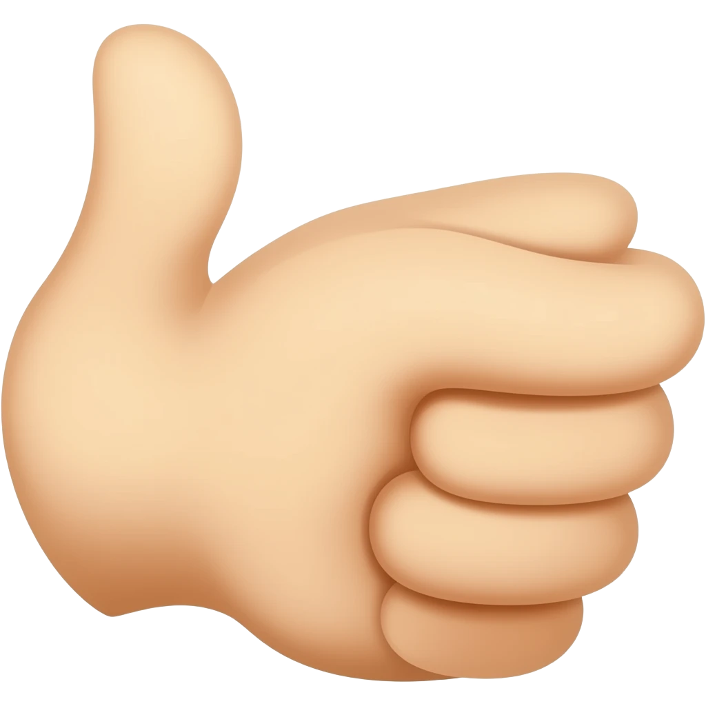 thumb emoji as above but with the thumb bent forward from the side please have the thumb bent forward towards the fingers90 degrees emoji