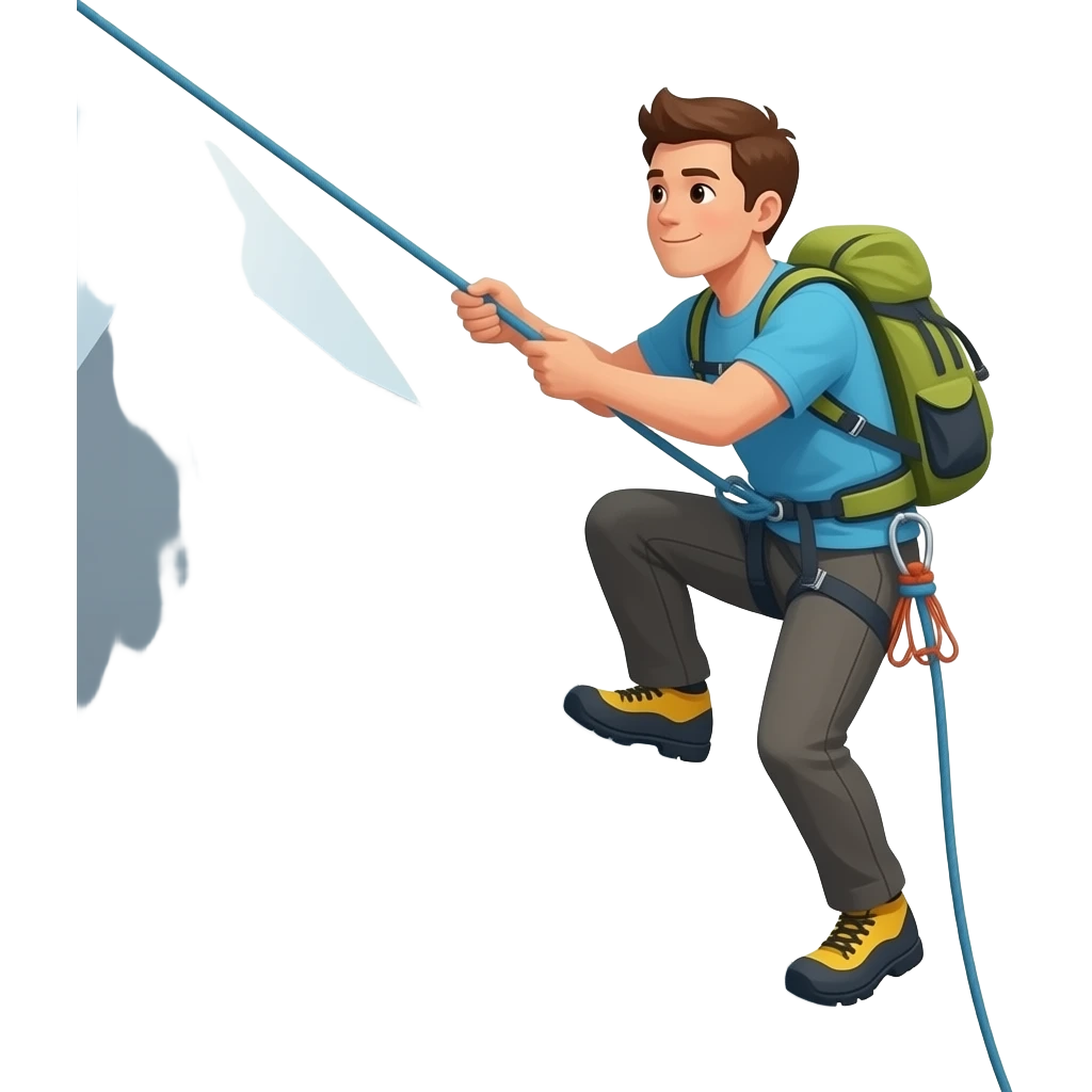 mountain climbing using rope emoji