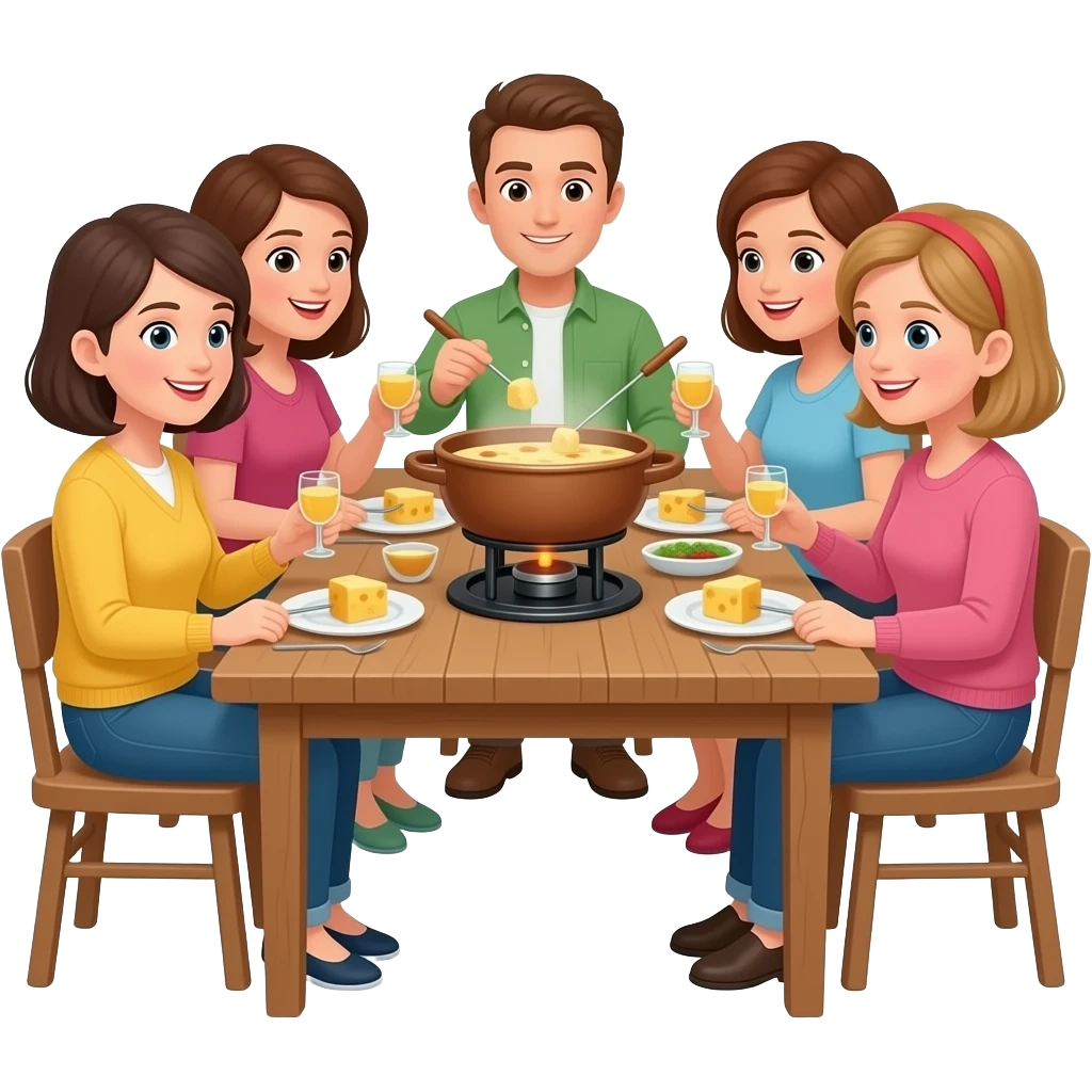 Cheesfondue with 6 Guests emoji