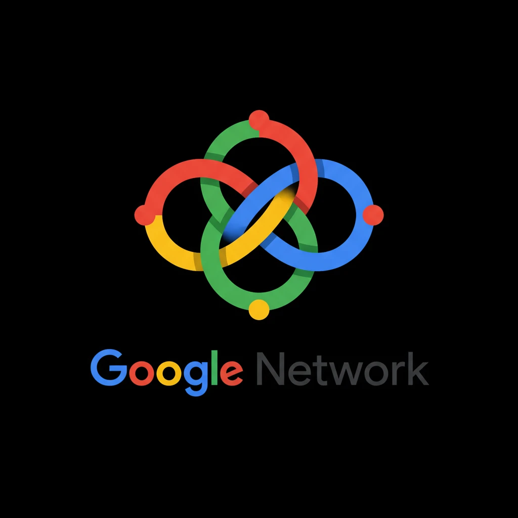 Используя стилистику логотипов Google для поисковика и Cloud сервиса сгенерируй логотип для Google Network emoji