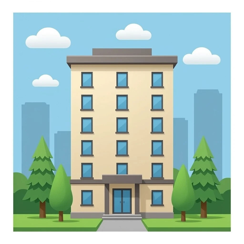 Crea un edificio de 6 pisos sin fondo emoji