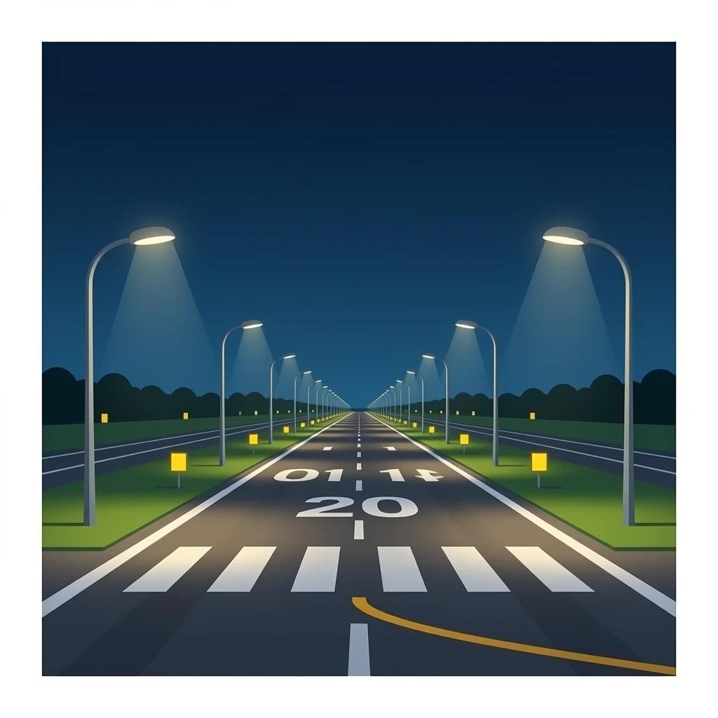 airport runway lights Just road and lights not complete scene emoji