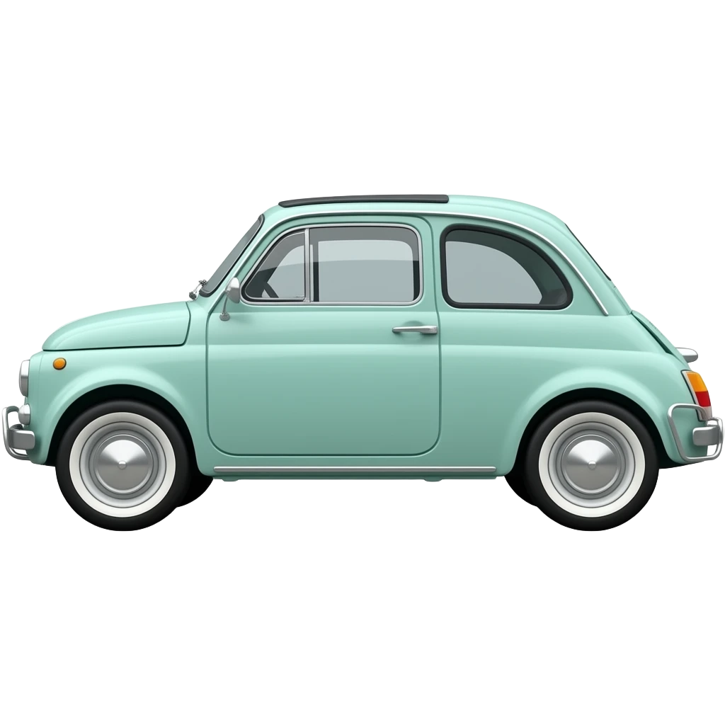 mint green fiat 500 twinair white vintage wheelcovers white vintage mirrors total sideview emoji