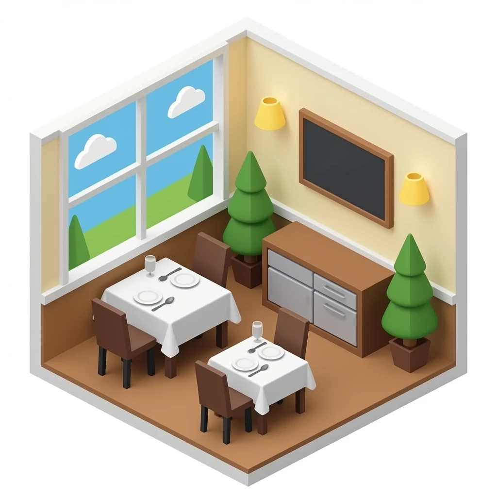 isometric interior restaurant emoji