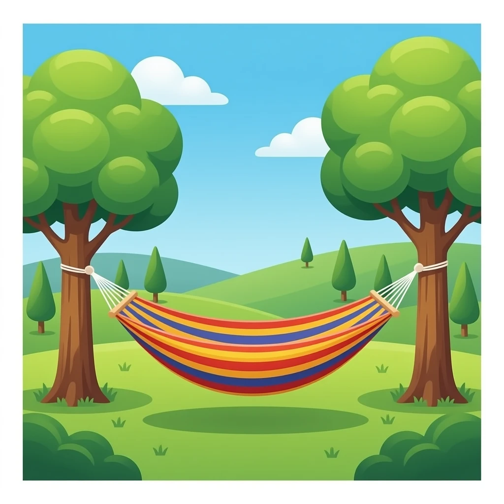 hammock between trees, transparent background emoji