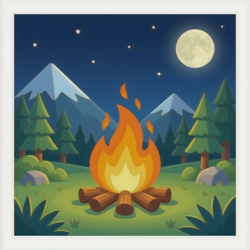 cartoonish camp fire emoji