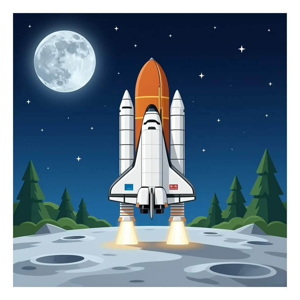 Space shuttle to the moon emoji