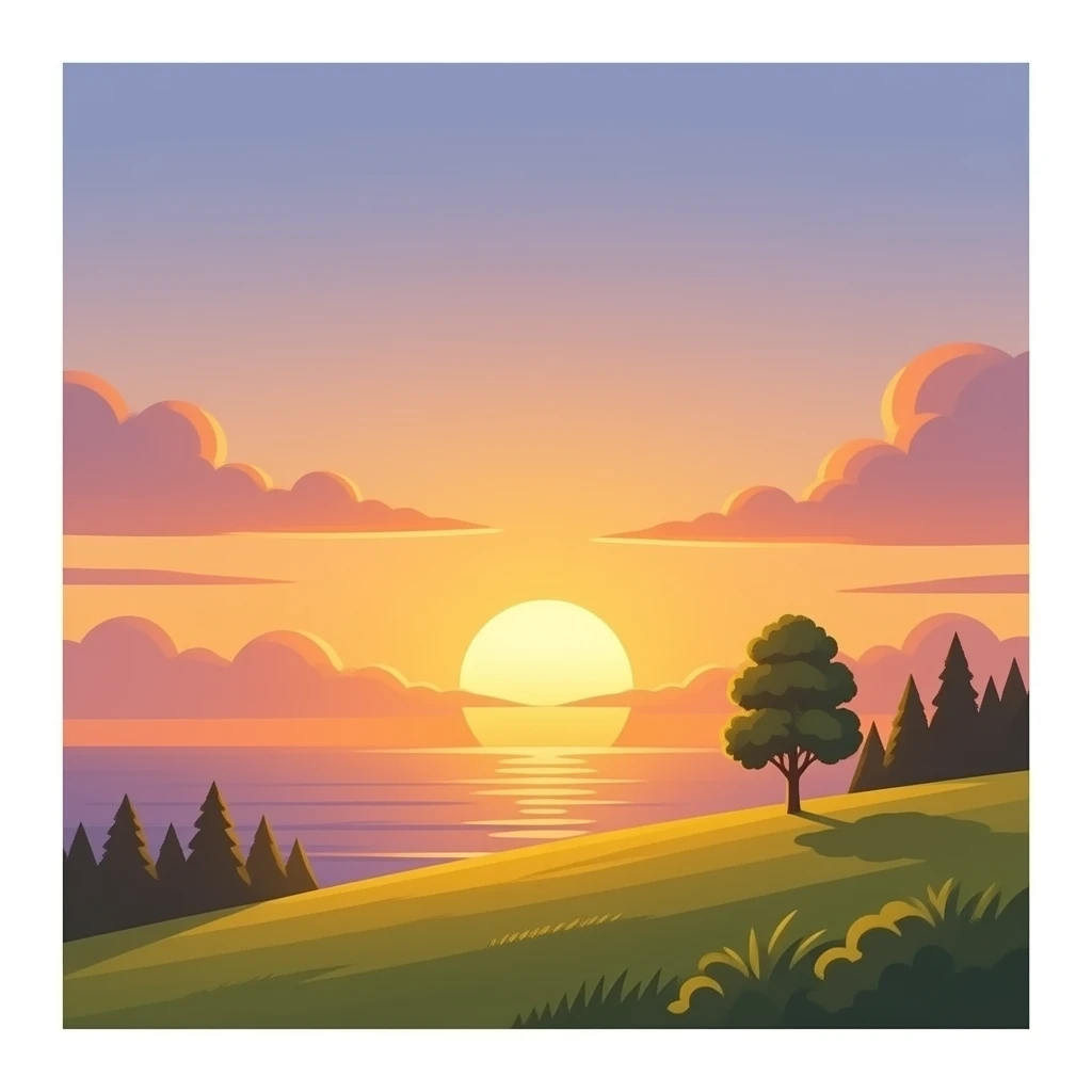 coucher de soleil,, la vue est en 3 quart emoji
