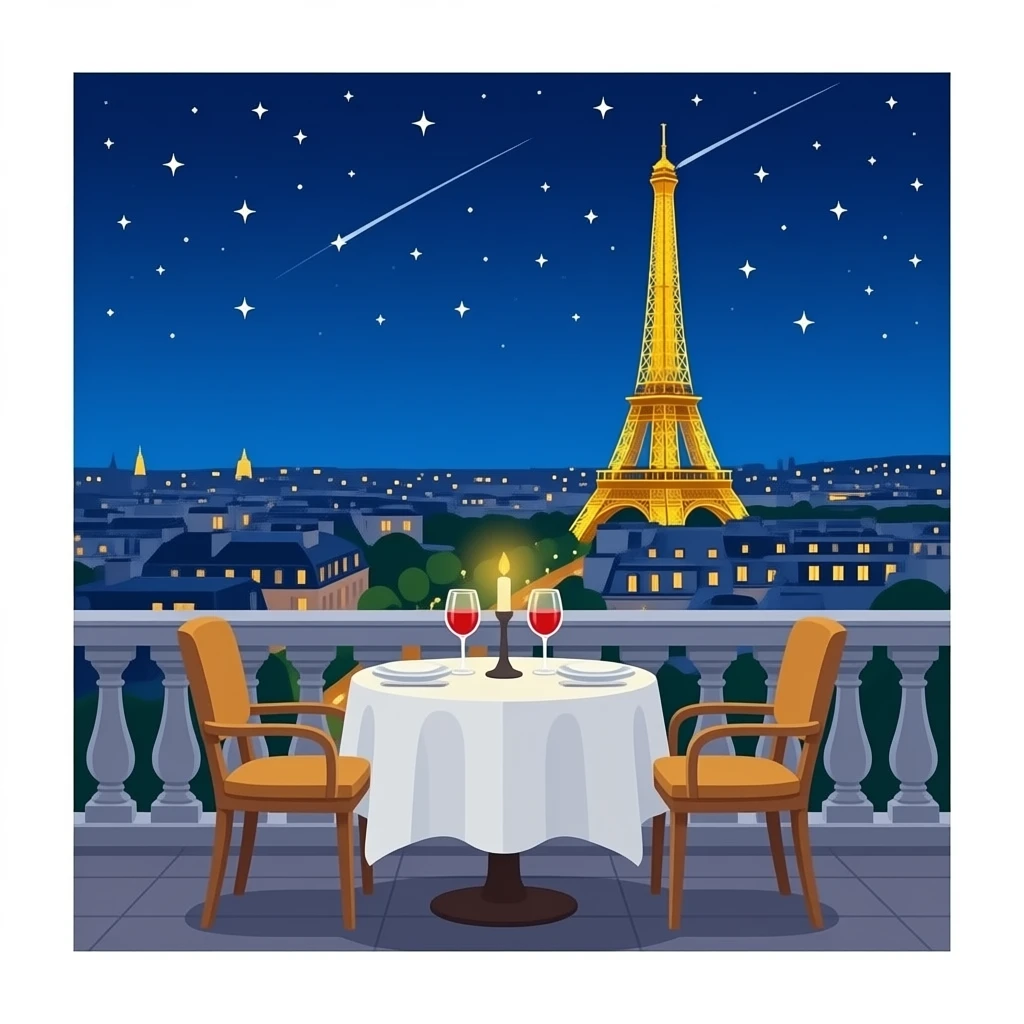 romantic dinner in Paris emoji