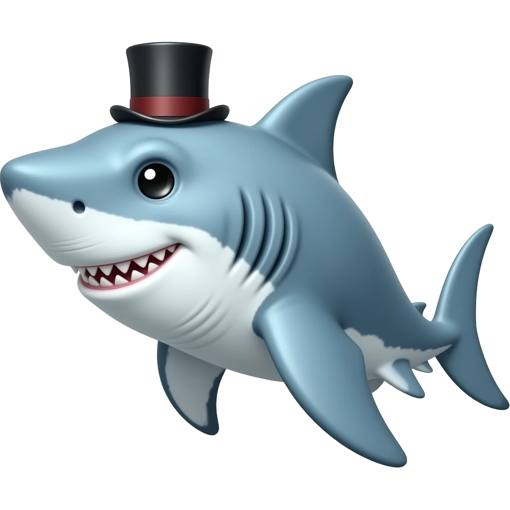 Shark with a top hat emoji