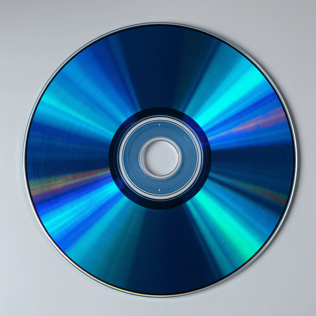 realistic blue CD disk, photorealistic style, metallic shine, reflective surface, no text emoji