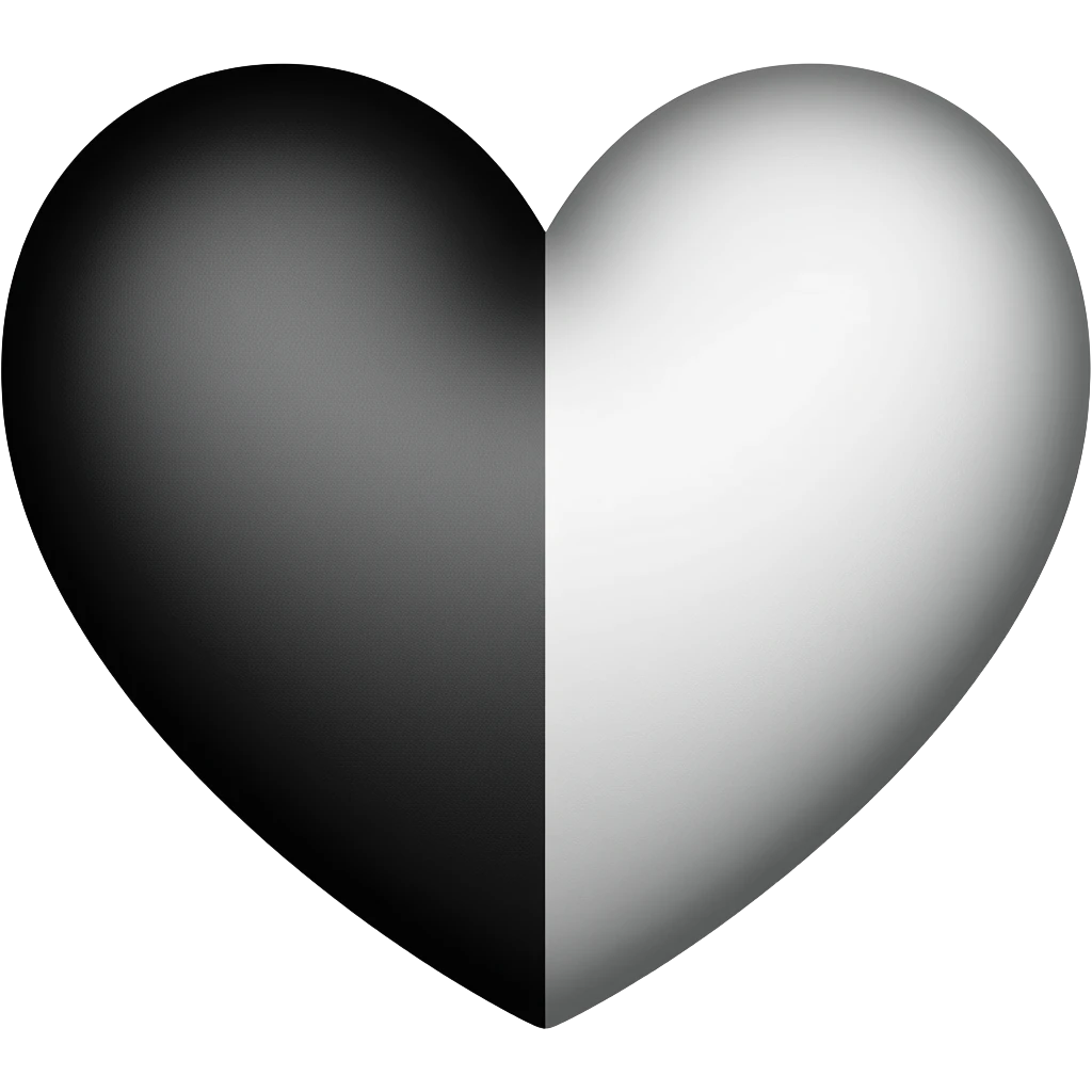 BLACK AND WHITE MIXHEART emoji