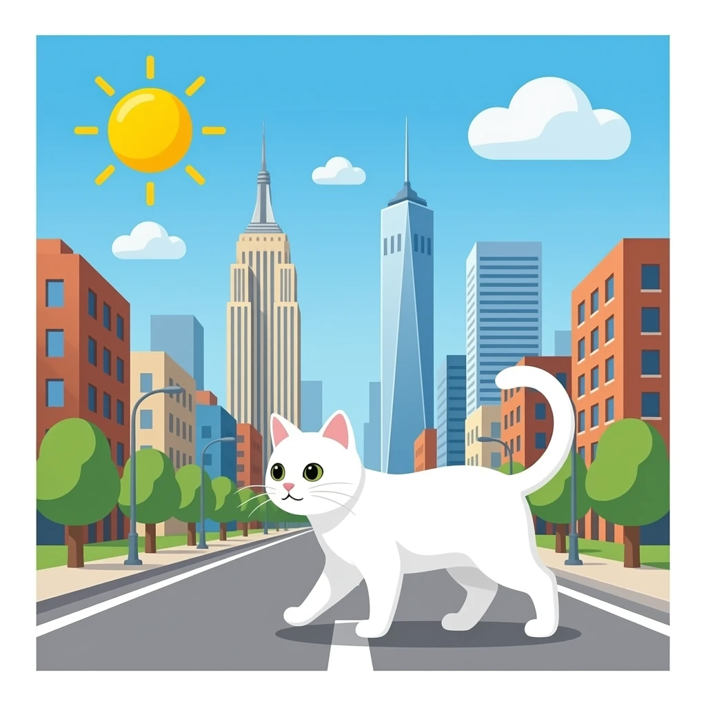 white cat is exploring the city emoji