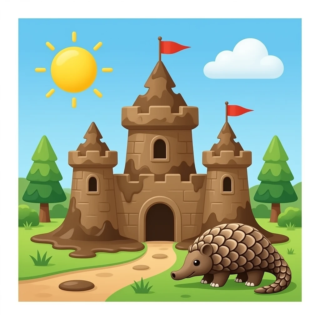 Pangoli and elephant mud castle emoji