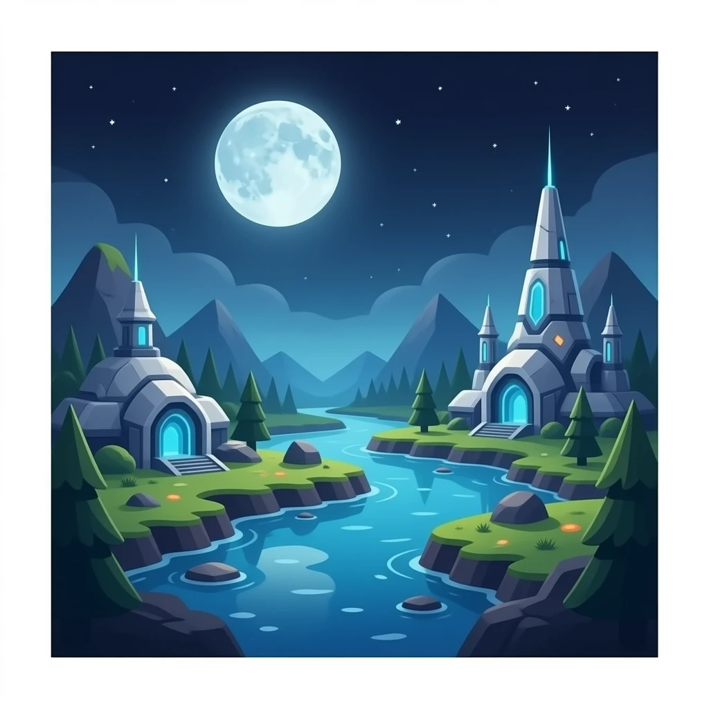 stylized sci fi game spawn area emoji