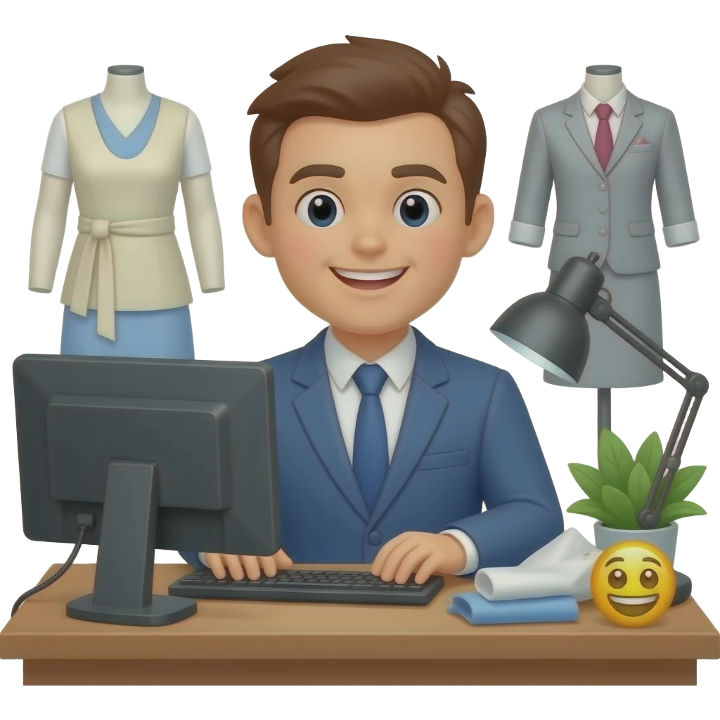 garments factory Office staff emojis working in the desk emoji