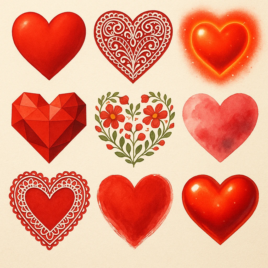 show more heart style emoji