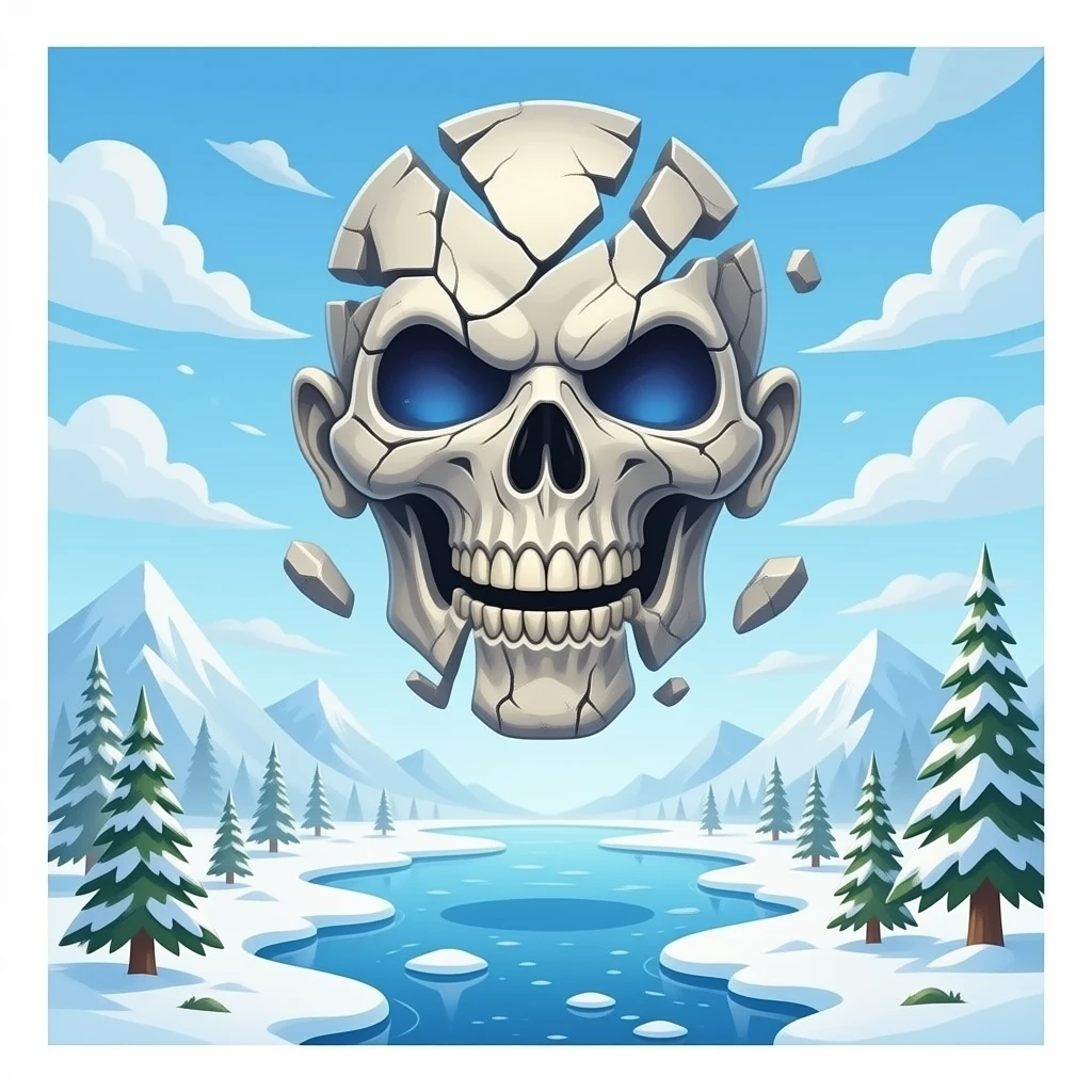 iron maiden eddie mascot - disintegrated body hovers over frozen landscape emoji