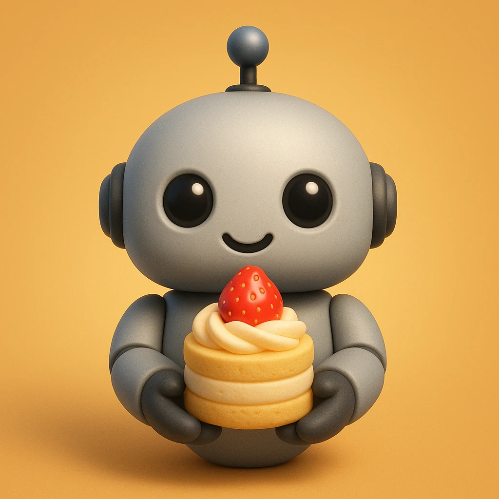 The cute robot is holding dessert in its hands, 3d emoji emoji